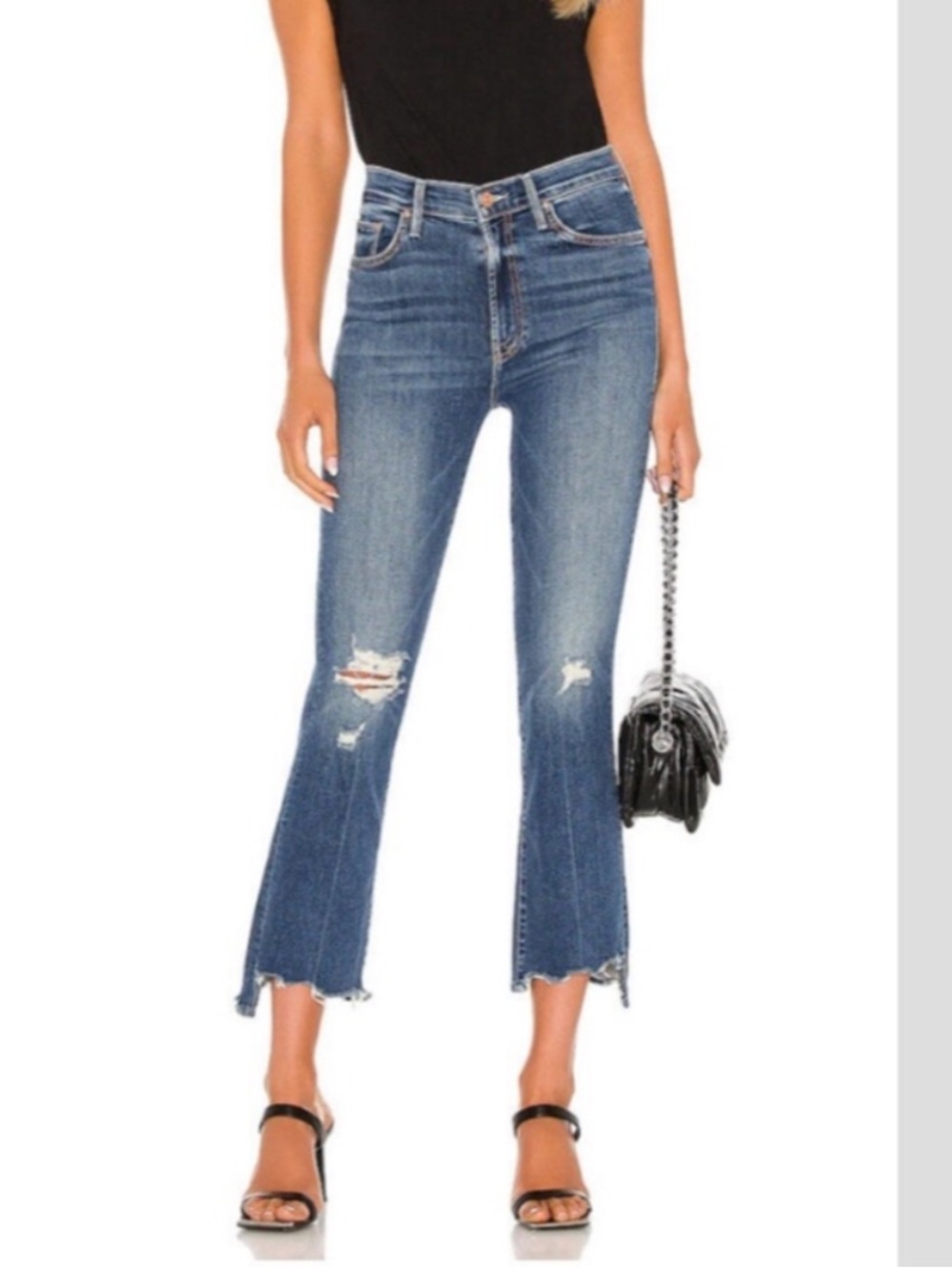 Mother jeans, Insider crop step chew, “walking on coals” wash 30